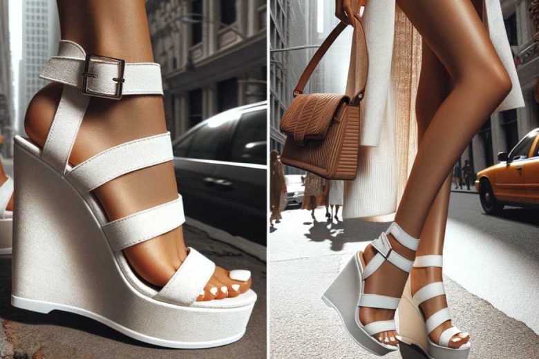 White heels, white Wedge heels, Wedge heel