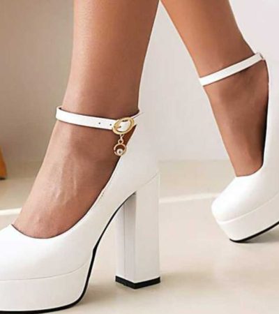 White Chunky Heels